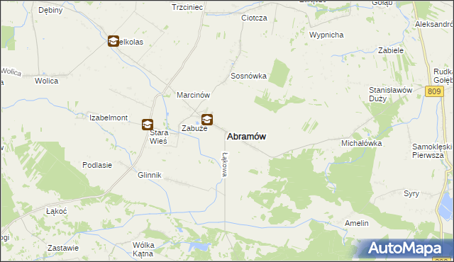 mapa Abramów powiat lubartowski, Abramów powiat lubartowski na mapie Targeo