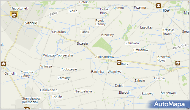 mapa Aleksandrów gmina Iłów, Aleksandrów gmina Iłów na mapie Targeo