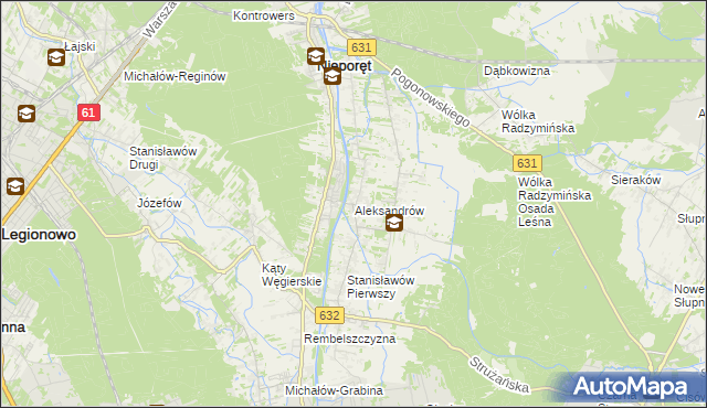 mapa Aleksandrów gmina Nieporęt, Aleksandrów gmina Nieporęt na mapie Targeo