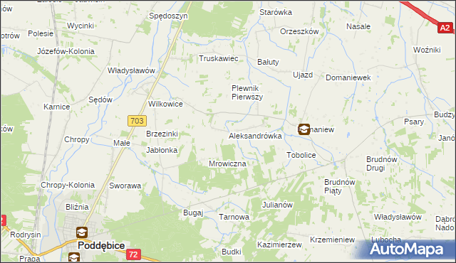 mapa Aleksandrówka gmina Dalików, Aleksandrówka gmina Dalików na mapie Targeo