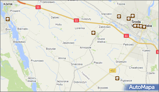 mapa Annopole gmina Środa Wielkopolska, Annopole gmina Środa Wielkopolska na mapie Targeo