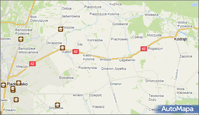 mapa Antopol gmina Kodrąb, Antopol gmina Kodrąb na mapie Targeo