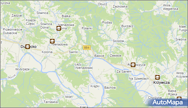 mapa Babice gmina Krzywcza, Babice gmina Krzywcza na mapie Targeo