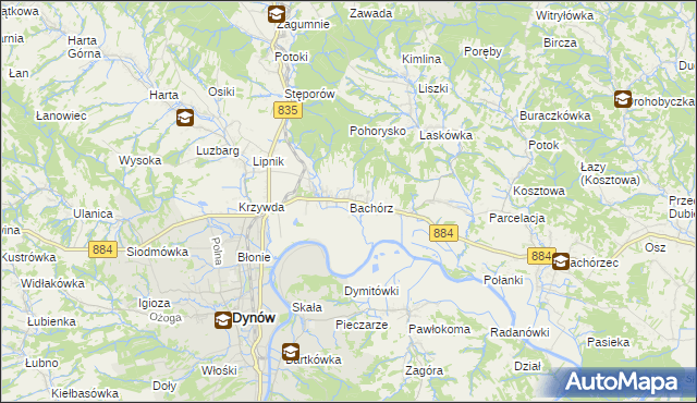 mapa Bachórz gmina Dynów, Bachórz gmina Dynów na mapie Targeo