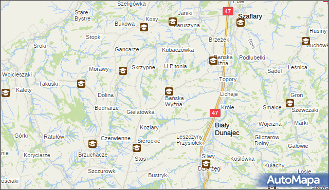 mapa Bańska Wyżna, Bańska Wyżna na mapie Targeo