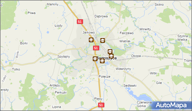 mapa Bartoszyce, Bartoszyce na mapie Targeo