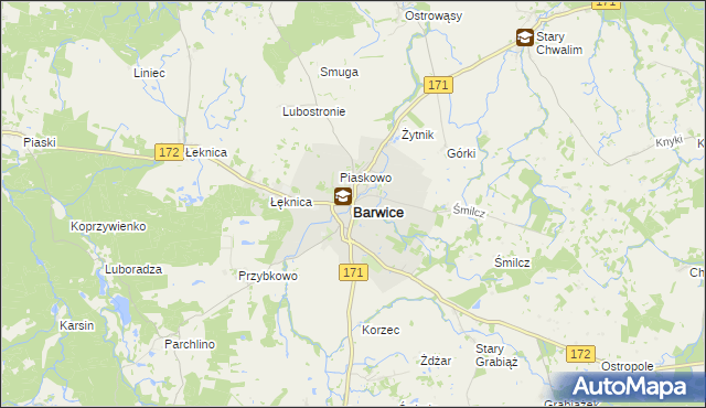 mapa Barwice, Barwice na mapie Targeo