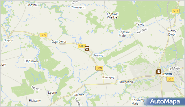 mapa Bażyny, Bażyny na mapie Targeo