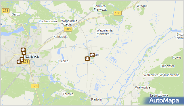 mapa Biała gmina Trzcianka, Biała gmina Trzcianka na mapie Targeo