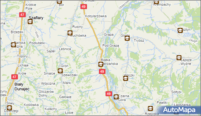 mapa Białka Tatrzańska, Białka Tatrzańska na mapie Targeo