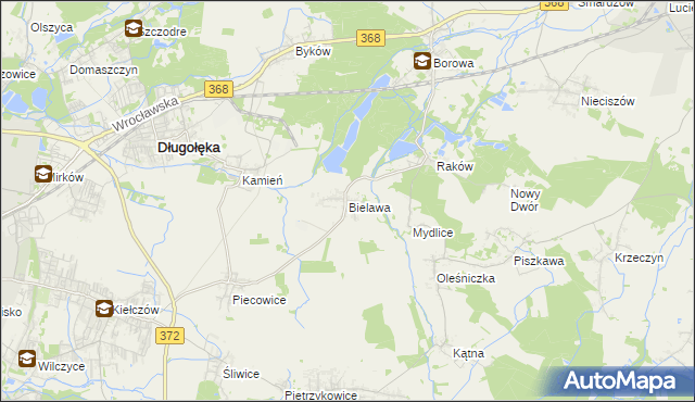 mapa Bielawa gmina Długołęka, Bielawa gmina Długołęka na mapie Targeo