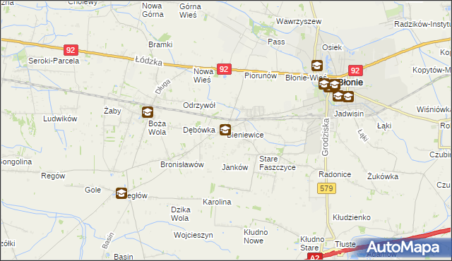 mapa Bieniewice, Bieniewice na mapie Targeo