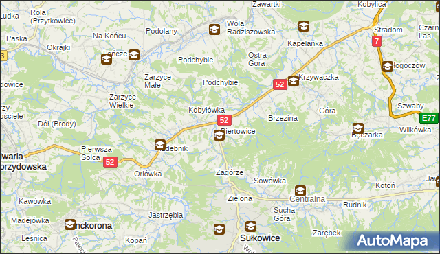 mapa Biertowice, Biertowice na mapie Targeo