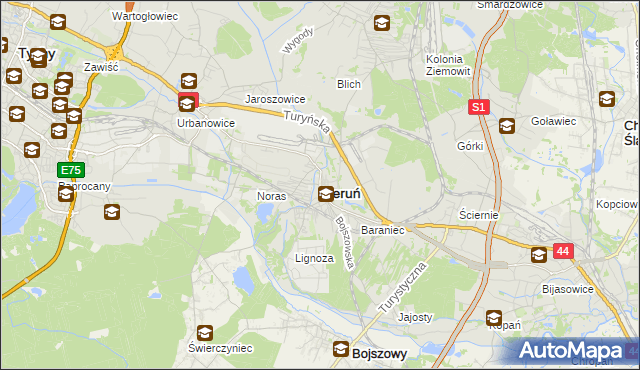 mapa Bieruń, Bieruń na mapie Targeo