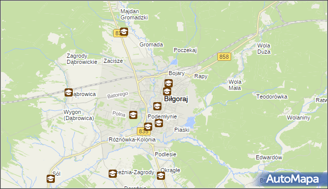 mapa Biłgoraj, Biłgoraj na mapie Targeo