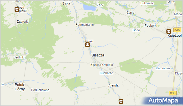 mapa Biszcza, Biszcza na mapie Targeo