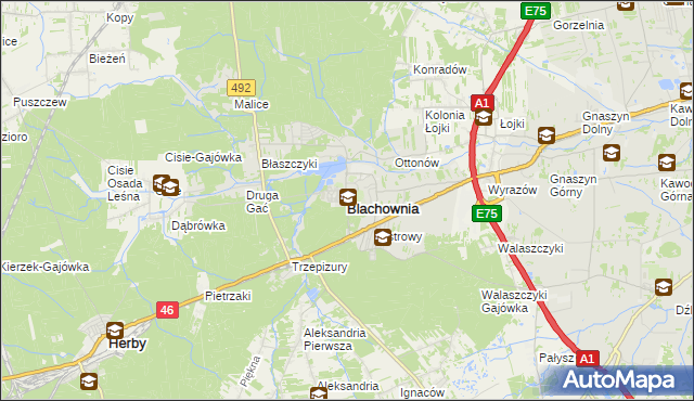 mapa Blachownia, Blachownia na mapie Targeo