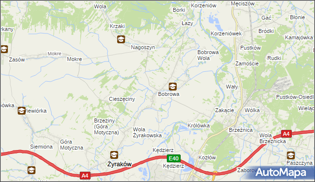 mapa Bobrowa gmina Żyraków, Bobrowa gmina Żyraków na mapie Targeo