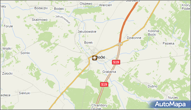 mapa Boćki, Boćki na mapie Targeo