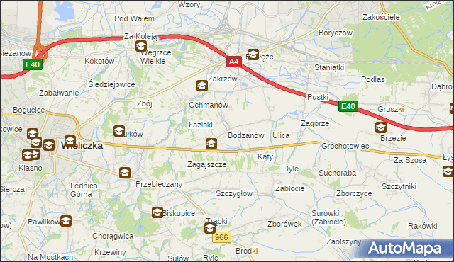 mapa Bodzanów gmina Biskupice, Bodzanów gmina Biskupice na mapie Targeo