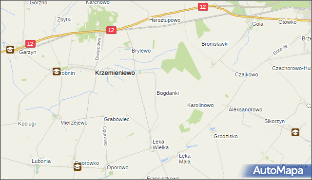 mapa Bogdanki gmina Poniec, Bogdanki gmina Poniec na mapie Targeo