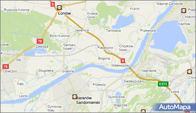 mapa Bogoria gmina Łoniów, Bogoria gmina Łoniów na mapie Targeo