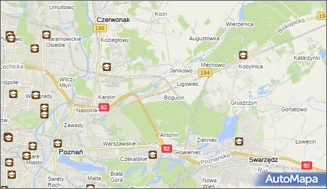 mapa Bogucin gmina Swarzędz, Bogucin gmina Swarzędz na mapie Targeo