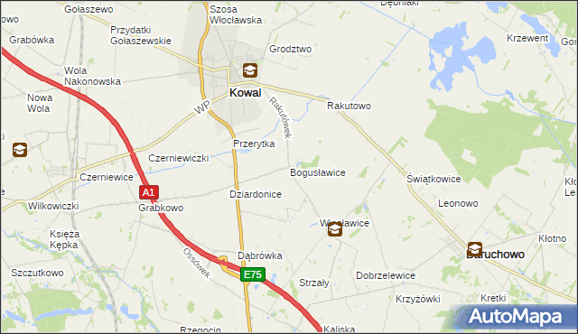 mapa Bogusławice gmina Kowal, Bogusławice gmina Kowal na mapie Targeo