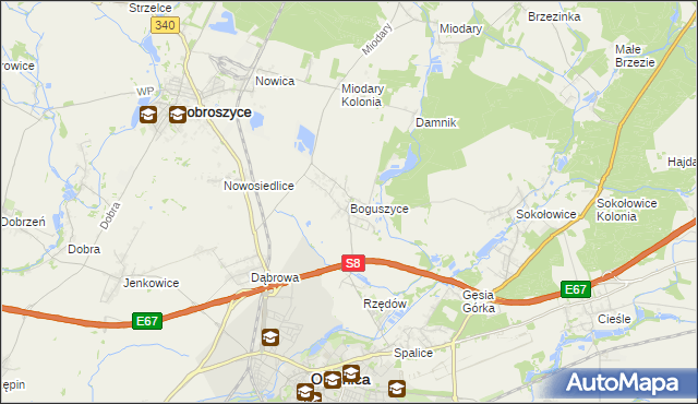 mapa Boguszyce gmina Oleśnica, Boguszyce gmina Oleśnica na mapie Targeo