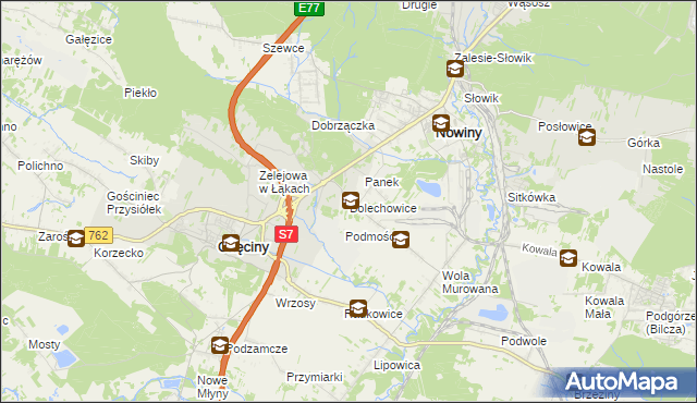 mapa Bolechowice gmina Sitkówka-Nowiny, Bolechowice gmina Sitkówka-Nowiny na mapie Targeo