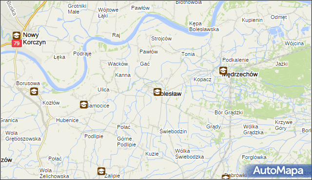 mapa Bolesław powiat dąbrowski, Bolesław powiat dąbrowski na mapie Targeo