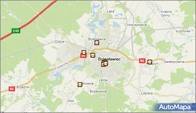 mapa Bolesławca, Bolesławiec na mapie Targeo