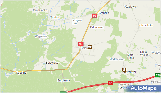 mapa Bolewice gmina Miedzichowo, Bolewice gmina Miedzichowo na mapie Targeo