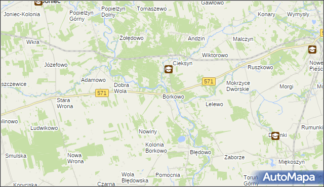 mapa Borkowo gmina Nasielsk, Borkowo gmina Nasielsk na mapie Targeo