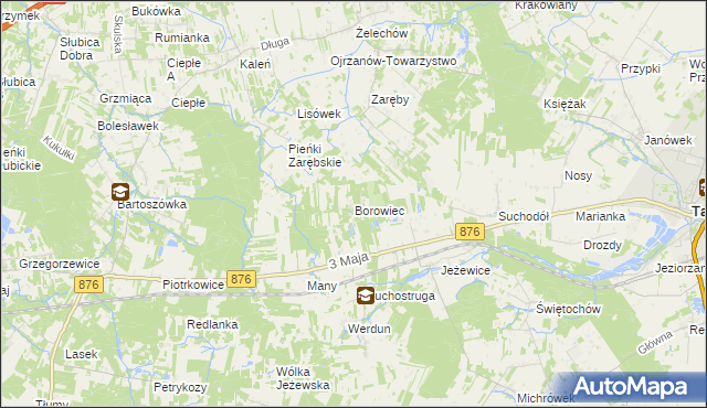 mapa Borowiec gmina Tarczyn, Borowiec gmina Tarczyn na mapie Targeo