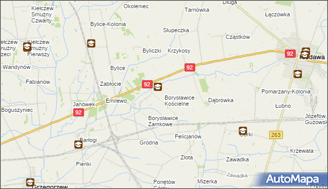 mapa Borysławice Kościelne, Borysławice Kościelne na mapie Targeo