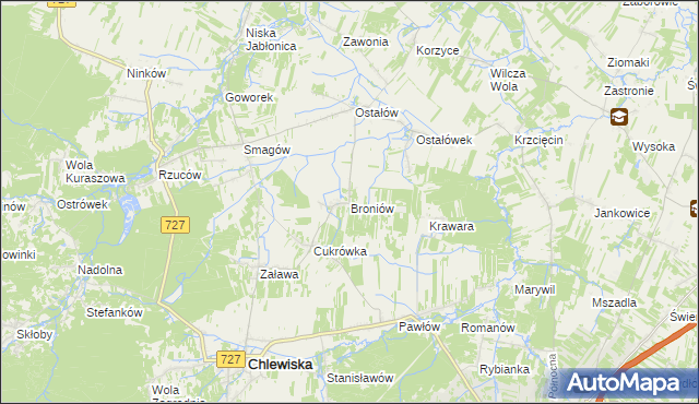 mapa Broniów, Broniów na mapie Targeo