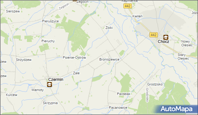 mapa Broniszewice, Broniszewice na mapie Targeo