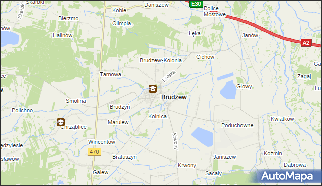 mapa Brudzew powiat turecki, Brudzew powiat turecki na mapie Targeo