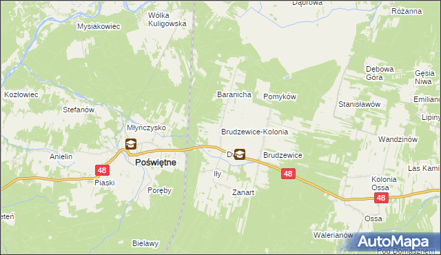 mapa Brudzewice-Kolonia, Brudzewice-Kolonia na mapie Targeo