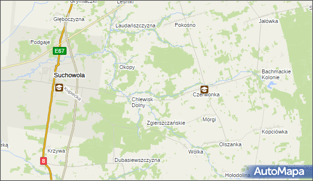 mapa Brukowo, Brukowo na mapie Targeo