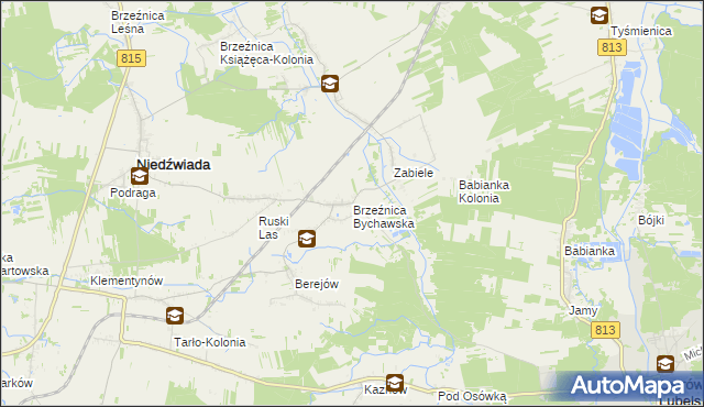 mapa Brzeźnica Bychawska, Brzeźnica Bychawska na mapie Targeo
