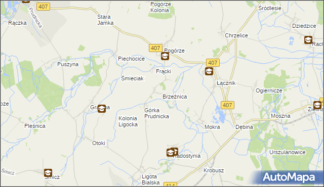 mapa Brzeźnica gmina Biała, Brzeźnica gmina Biała na mapie Targeo