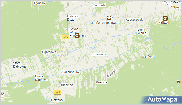 mapa Brzozówka gmina Czosnów, Brzozówka gmina Czosnów na mapie Targeo
