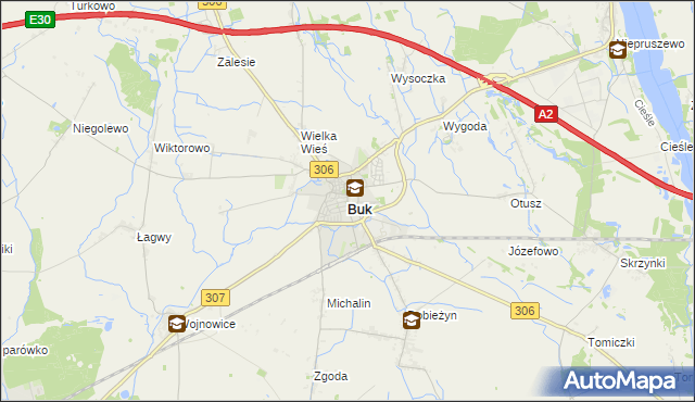 mapa Buk powiat poznański, Buk powiat poznański na mapie Targeo