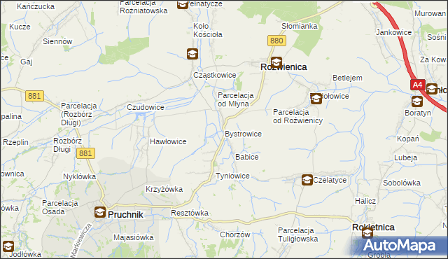 mapa Bystrowice, Bystrowice na mapie Targeo