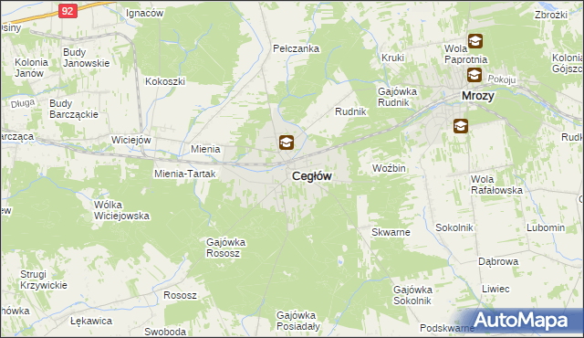 mapa Cegłów powiat miński, Cegłów powiat miński na mapie Targeo