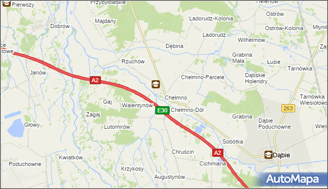 mapa Chełmno gmina Dąbie, Chełmno gmina Dąbie na mapie Targeo