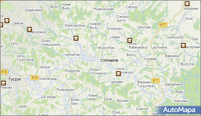 mapa Chmielnik powiat rzeszowski, Chmielnik powiat rzeszowski na mapie Targeo