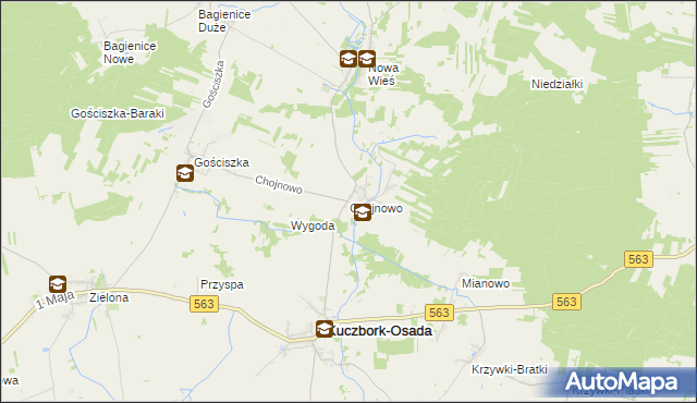 mapa Chojnowo gmina Kuczbork-Osada, Chojnowo gmina Kuczbork-Osada na mapie Targeo